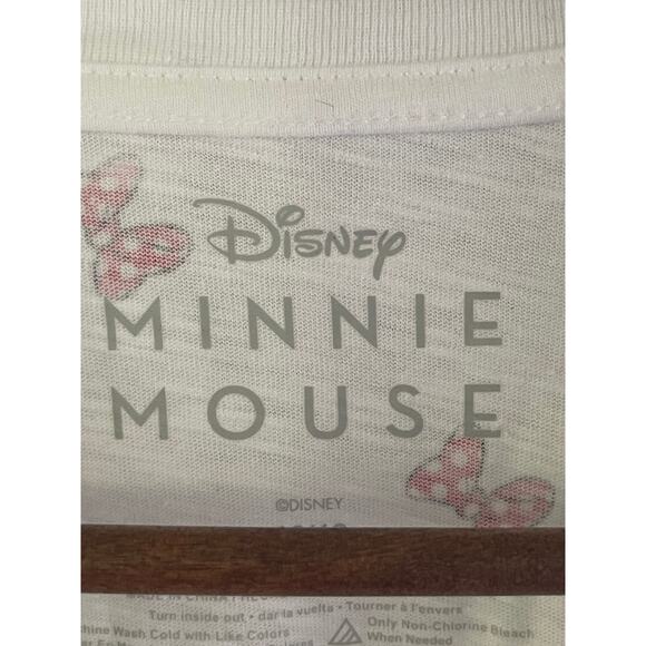 Disney Allover Minnie Mouse‎ Bow Print Short Sleeve Size M - Picture 4 of 5